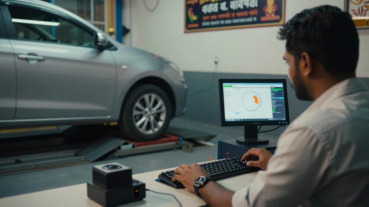 Professional tuner using dynamometer in Indian auto shop