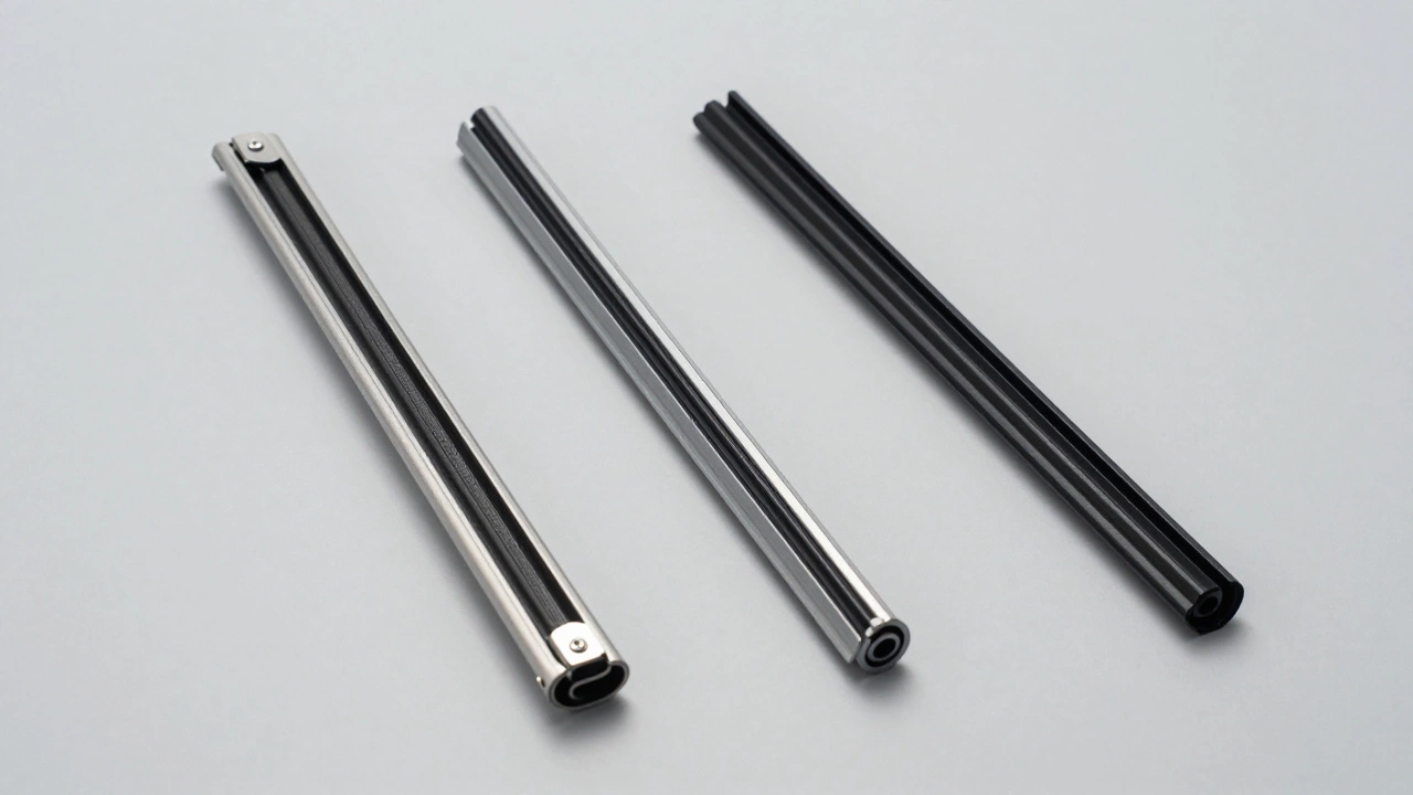 Comparison of conventional, beam, and hybrid wiper blade designs.