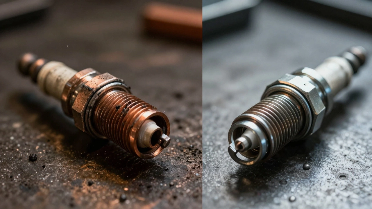 Comparison of a worn dirty plug vs a clean new plug